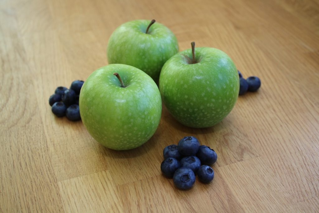 apples and blueberries